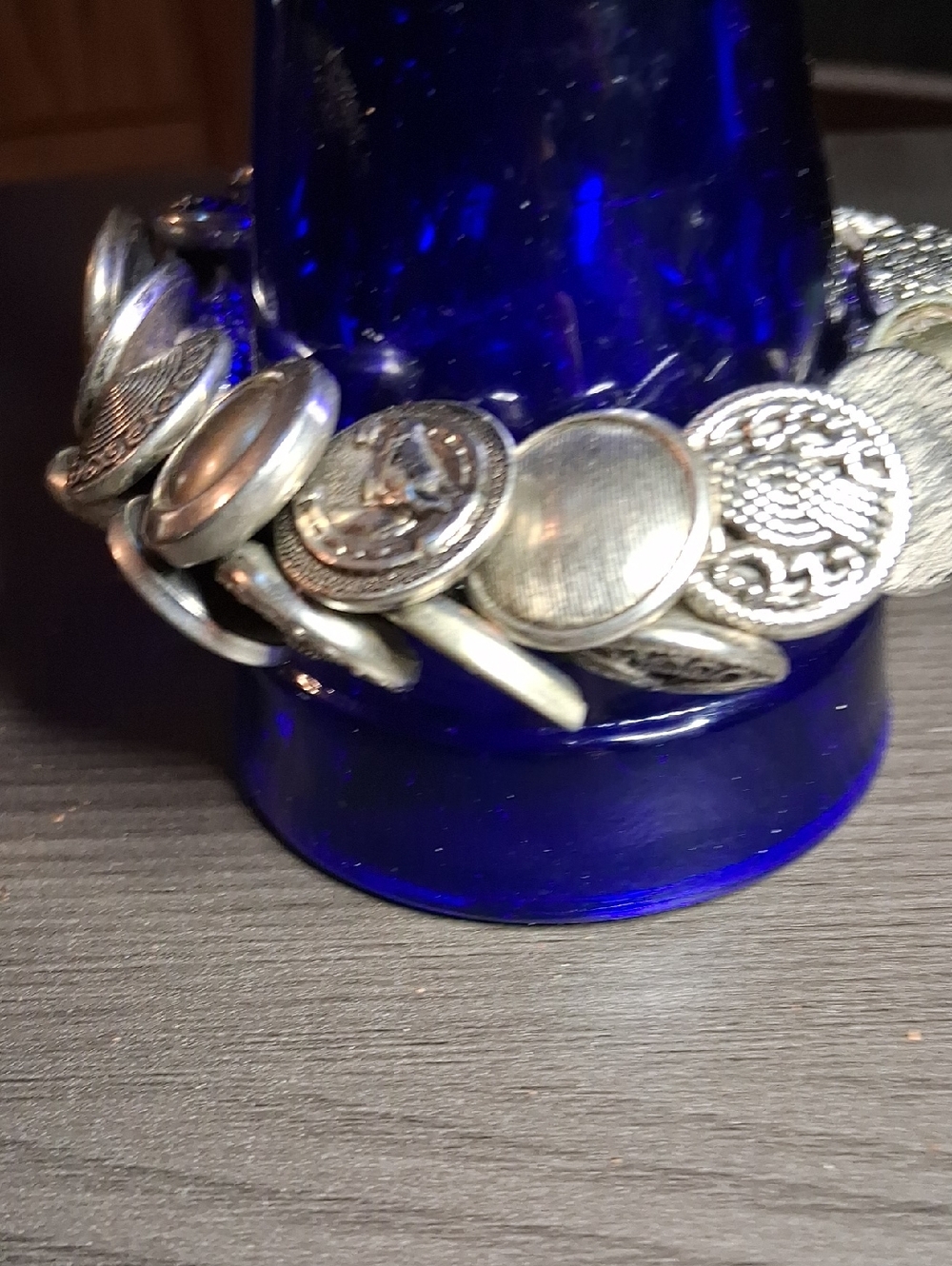 Vintage Silver Button Stretch Bracelet